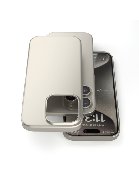 Cover Titanio Naturale Opaco per iPhone 15 Pro Max - UltraSoft®