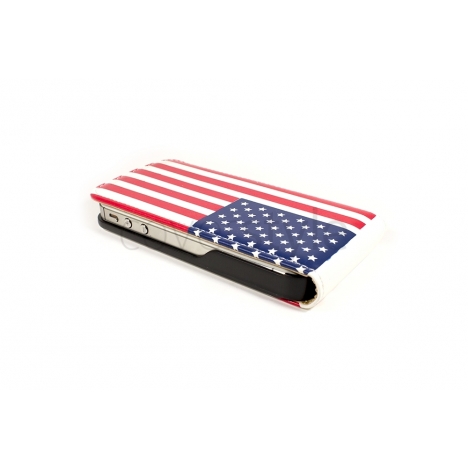 Custodia in Ecopelle con Calamita per iPhone 4/4S - Bandiera Stati Uniti