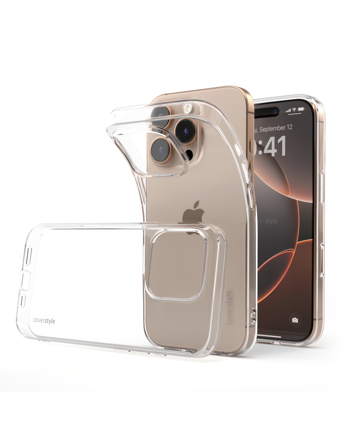 EKAM Custodia Trasparente 3 In 1 Per IPhone 16 Pro Max Con 2 Pellicole In Vetro Temperato - Cover Antiurto TPU