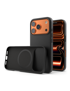 Cover in Eco Pelle Nera per iPhone 17 Pro Max + Supporto MagSafe - LeatherSoft PRO®