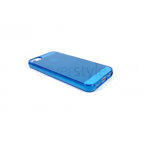 Custodia Flessibile Lucida con Interno Trasparente per iPhone 5 - Blu