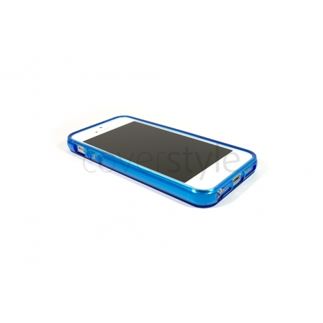 Custodia Flessibile Lucida con Interno Trasparente per iPhone 5 - Blu