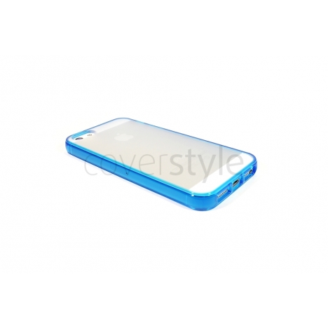 Custodia Flessibile Bordo Blu e Retro Opaco﻿ per iPhone 5﻿﻿﻿﻿﻿