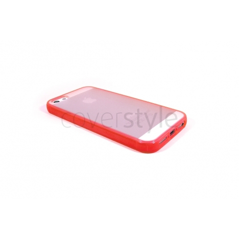  Custodia Flessibile Bordo Rosso e Retro Opaco﻿ per iPhone 5﻿﻿﻿