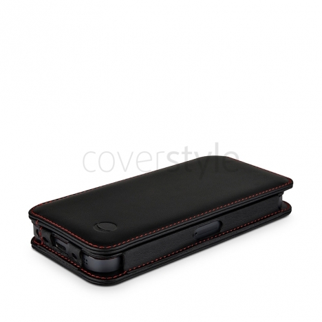 Beyzacases - Custodia in Pelle Folio per iPhone 5 - Nero