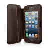 Beyzacases - Custodia in Pelle Folio per iPhone 5 - Marrone Scuro