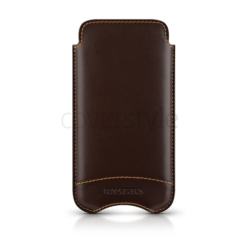 Beyzacases - Custodia in Pelle New SlimLine Classic per iPhone 5 - Marrone Scuro