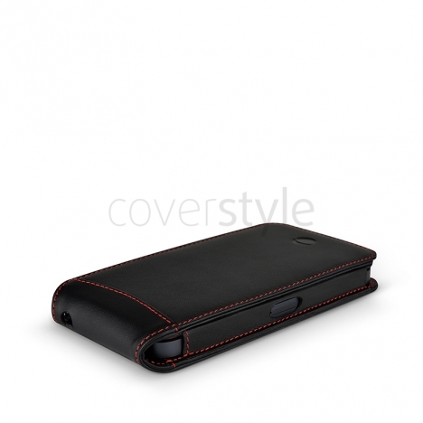 Beyzacases - Custodia in Pelle Serie Flip per iPhone 5 - Nero