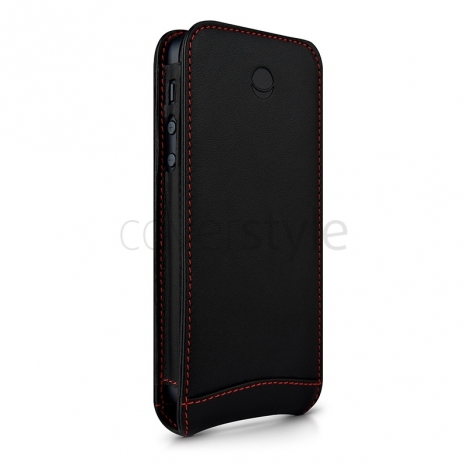 Beyzacases - Custodia in Pelle Serie Flip per iPhone 5 - Nero