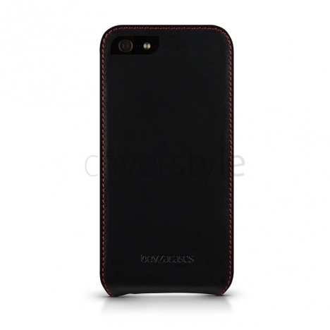 Beyzacases - Custodia in Pelle Serie Flip per iPhone 5 - Nero