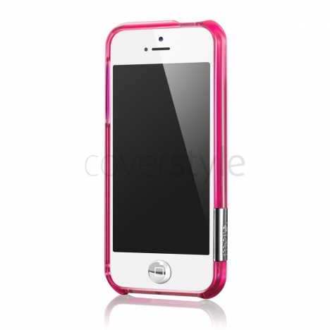 more - Bumper Color Gem Lucent per iPhone 5 - Fuchsia (Rosa)