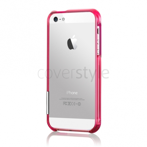 more - Bumper Color Gem Lucent per iPhone 5 - Fuchsia (Rosa)