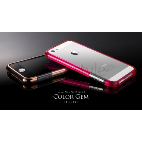more - Bumper Color Gem Lucent per iPhone 5 - Fuchsia (Rosa)