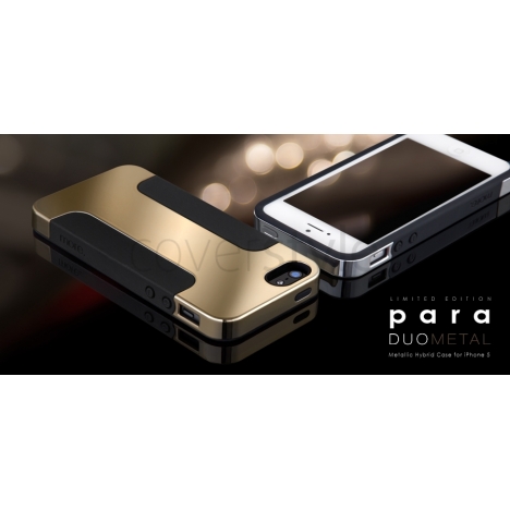 more - Custodia Para Duo Metal per iPhone 5 - Champagne Gold (Oro Chiaro)