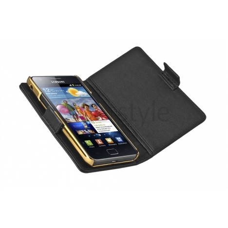 ION factory - Custodia LeatherGrip in Pelle per Galaxy S2 - Nero