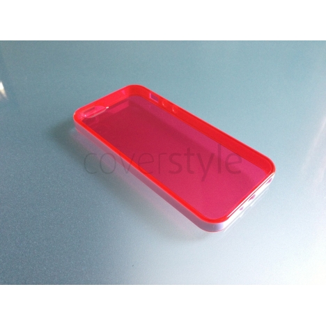 Custodia Flessibile Bordo Rinforzato con Interno Trasparente per iPhone 5 - Rosso