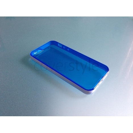 Custodia Flessibile Bordo Rinforzato con Interno Trasparente per iPhone 5 - Blu