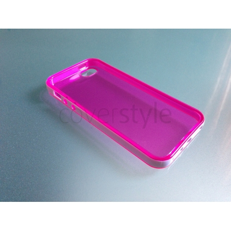 Custodia Flessibile Bordo Rinforzato con Interno Trasparente per iPhone 5 - Rosa