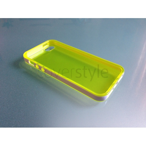 Custodia Flessibile Bordo Rinforzato con Interno Trasparente per iPhone 5 - Giallo