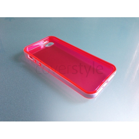 Custodia Flessibile Bordo Rinforzato con Interno Trasparente per iPhone 5 - Rosso