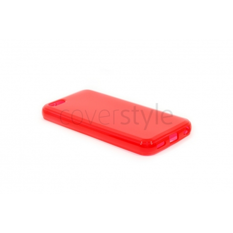 Custodia Glossy Matt Flessibile Trasparente per iPhone 5C - Rosso