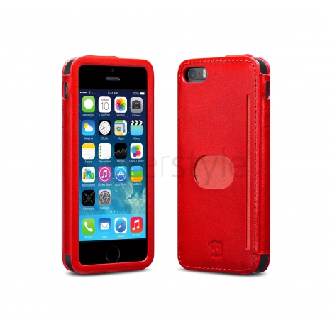 id America - Custodia Wall St. in Pelle per iPhone 5/5S - Rosso