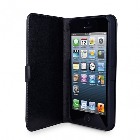 Beyzacases - Custodia in Pelle MF Folio per iPhone 5/5S - Nero
