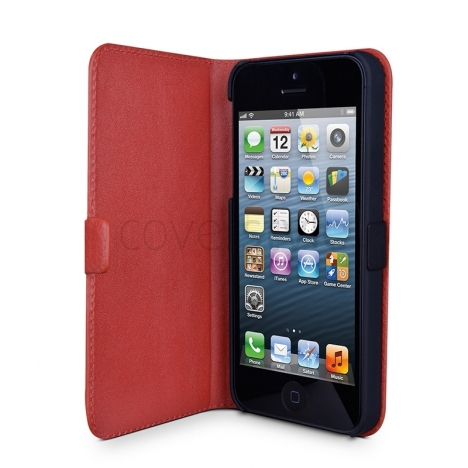 Beyzacases - Custodia in Pelle MF Folio per iPhone 5/5S - Rosso
