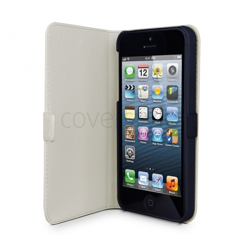 Beyzacases - Custodia in Pelle MF Folio per iPhone 5/5S - Crema
