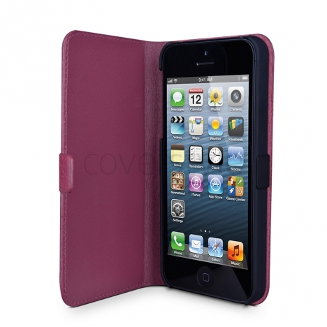 Beyzacases - Custodia in Pelle MF Folio per iPhone 5/5S - Fucsia