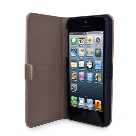 Beyzacases - Custodia in Pelle MF Folio per iPhone 5/5S - Marrone