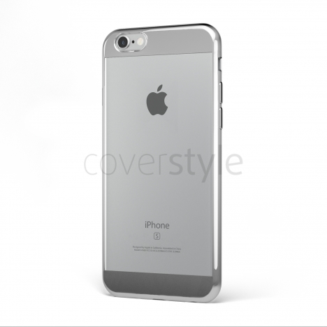 CoverStyle® - Custodia ChromFlex S Flessibile + Bordo e Bande Cromate per iPhone 6/6S Plus (5.5") - Argento