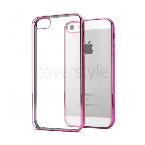 CoverStyle® - Custodia ChromFlex Flessibile + Bordo Cromato per iPhone 5/5S/SE - Rosa
