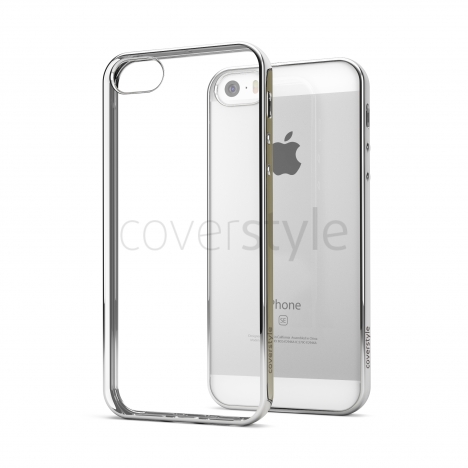 CoverStyle® - Custodia ChromFlex Flessibile + Bordo Cromato per iPhone 5/5S/SE - Argento