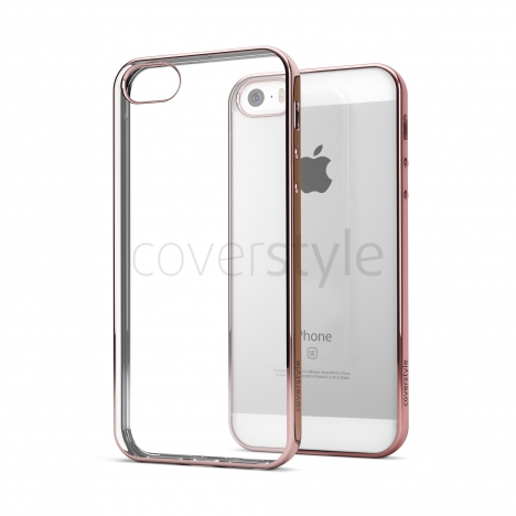 CoverStyle® - Custodia ChromFlex Flessibile + Bordo Cromato per iPhone 5/5S/SE - Oro Rosa