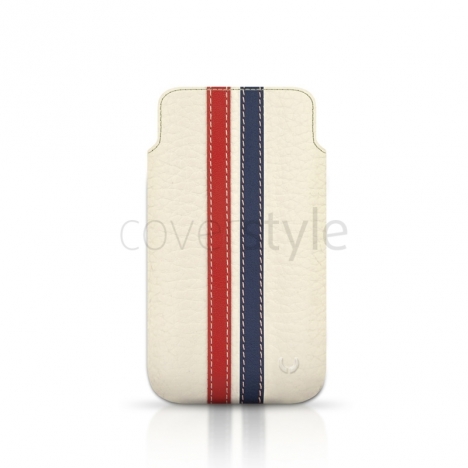 Beyzacases iPhone 4/4S Retro Super Slim Stripes Vertical Case, Bianco Rosso Blu