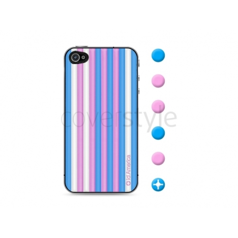 id America - Skin Cushi Stripe per iPhone 4/4S - Candy Blue