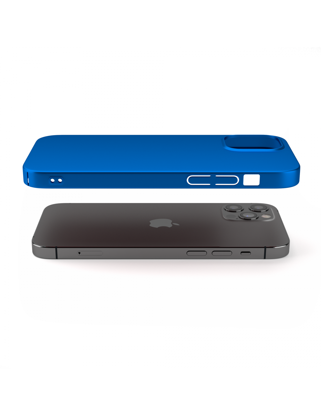 Custodia Pcgaga Ibrida Opaca Per IPhone 12 Pro Max | Paraurti In TPU E Retro In Policarbonato, Antigiallo, Blu - 2