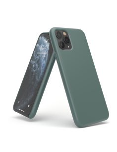 Custodia in Silicone Verde Notte + Microfibra per iPhone 11 Pro (5.8") - LiquidSoft® 2