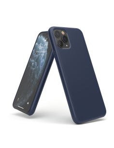 Custodia in Silicone + Microfibra per iPhone 11 Pro - Blu Notte - LiquidSoft® 2