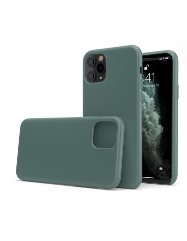 LiquidSoft® - Cover in Silicone Soft-Touch + Microfibra per iPhone 11 Pro Max (6.5") - Verde Notte