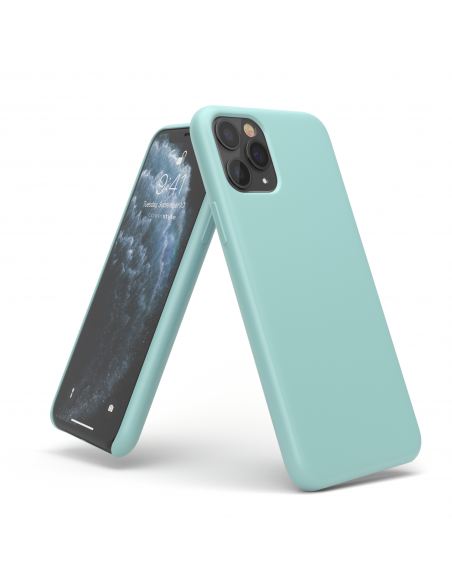 Custodia In Silicone Sottile Per IPhone 11 Pro Max - Nera Con Microfibra Interna E Laccetto