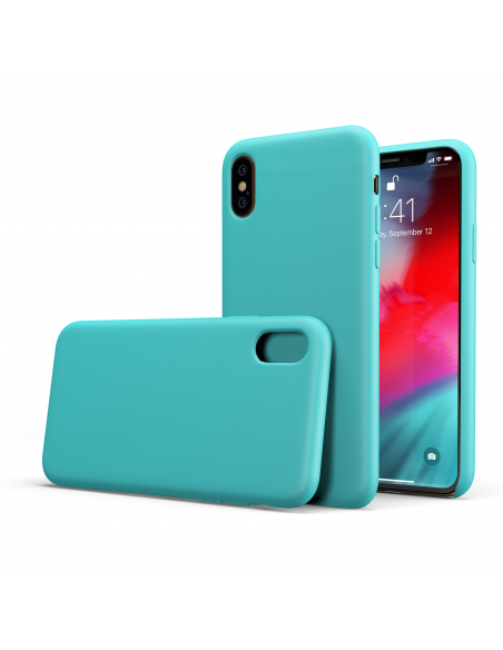 Custodia LiquidSoft® in Silicone + Interno Microfibra - iPhone X/XS - Azzurro