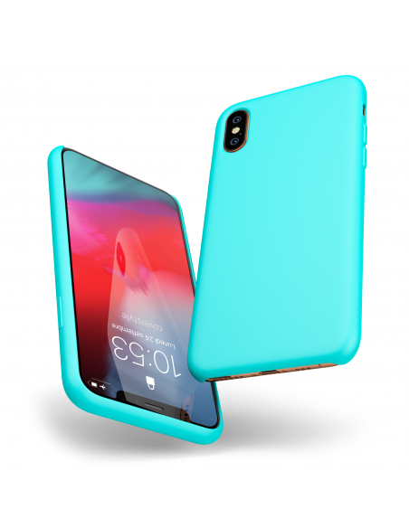 Custodia LiquidSoft® in Silicone + Interno Microfibra - iPhone X/XS - Azzurro