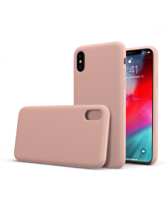 Custodia LiquidSoft® in Silicone + Interno Microfibra - iPhone X/XS - Rosa Scuro
