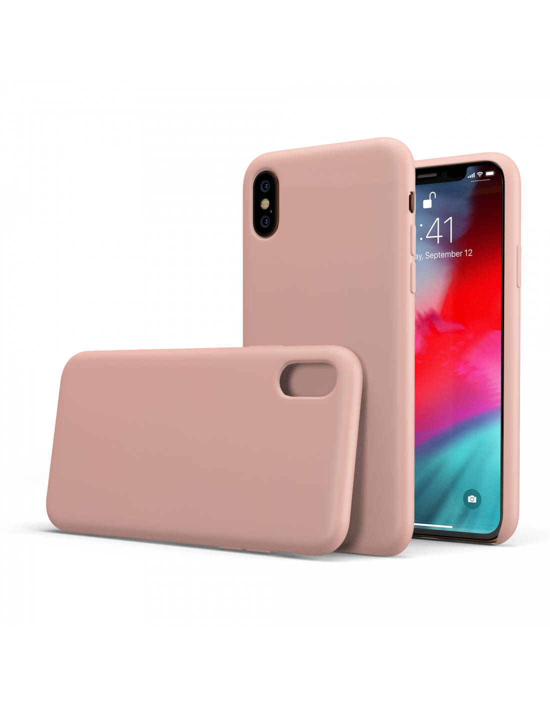 Custodia IPhone XS / X Con Fiori Secchi Naturali - Cover Sottile In Silicone E TPU, Supporto Ricarica Wireless, Quadrifoglio Viola