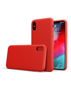 Custodia LiquidSoft® in Silicone + Interno Microfibra - iPhone X/XS - Rosso