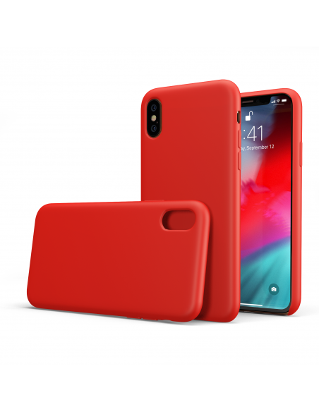 Custodia LiquidSoft® in Silicone + Interno Microfibra - iPhone X/XS - Rosso
