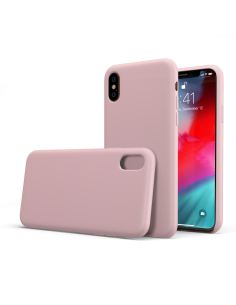 Custodia LiquidSoft® in Silicone + Interno Microfibra - iPhone X/XS - Rosa Chiaro
