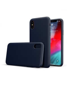 Custodia LiquidSoft® in Silicone + Interno Microfibra - iPhone X/XS - Blu Notte